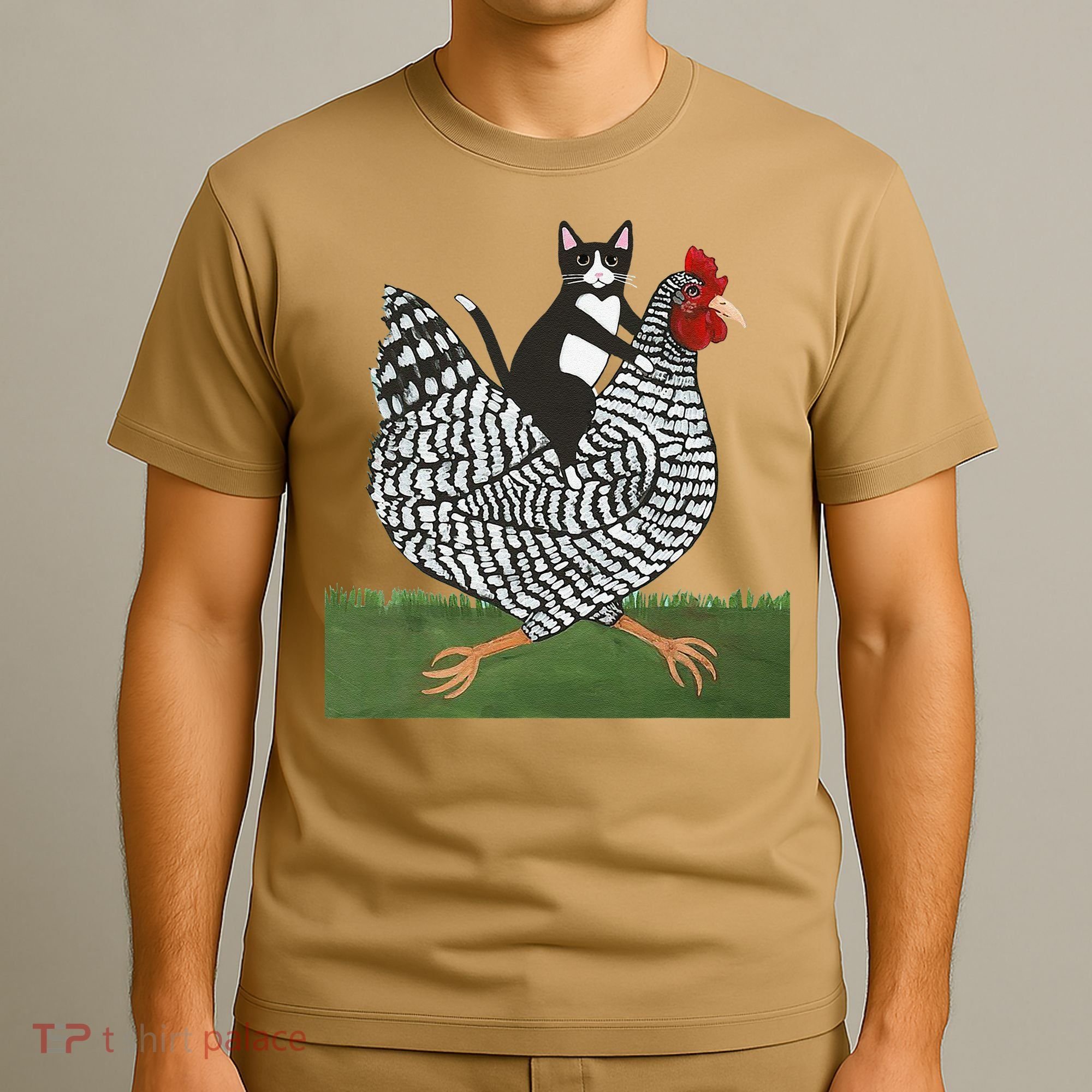 Tuxedo Cat Riding A Chicken Gift T-Shirt