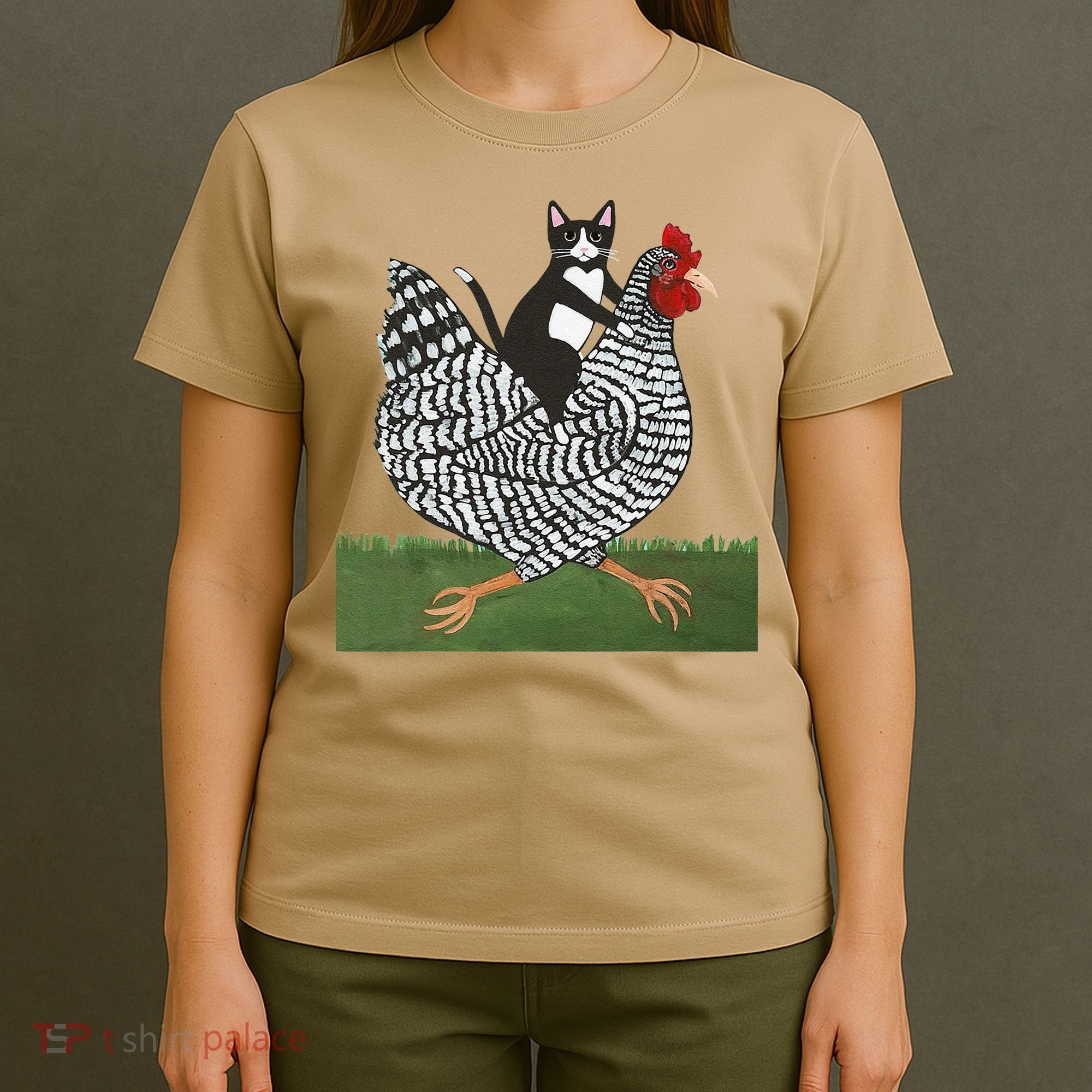 Tuxedo Cat Riding A Chicken Gift T-Shirt