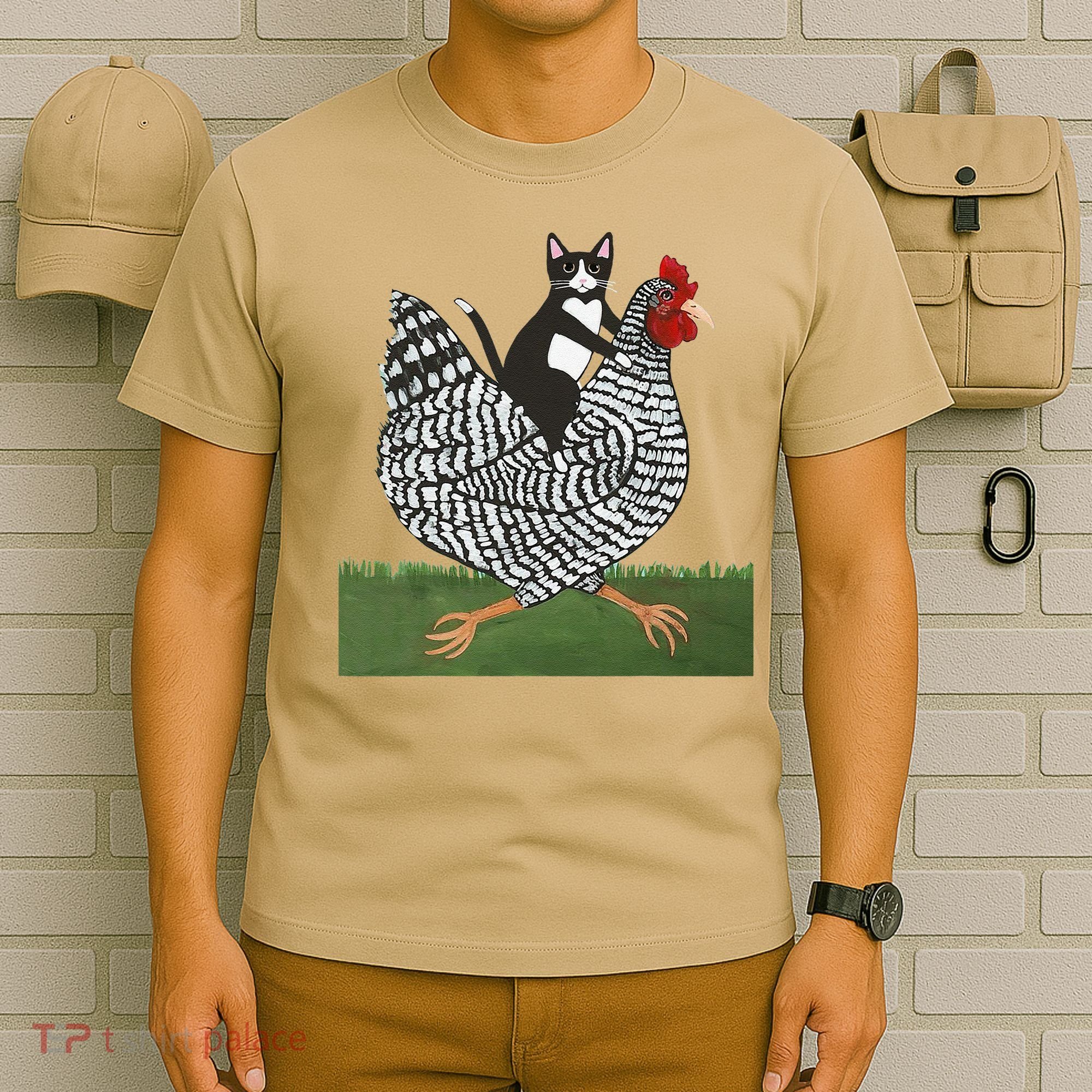 Tuxedo Cat Riding A Chicken Gift T-Shirt