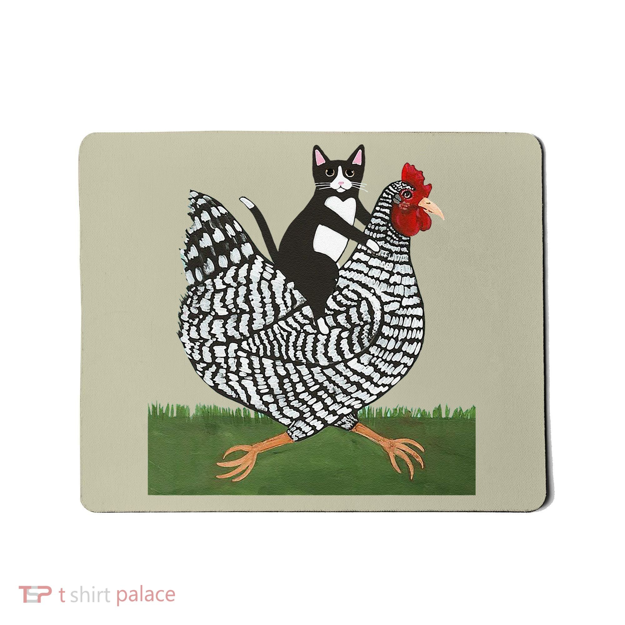 Tuxedo Cat Riding A Chicken Gift Mousepad