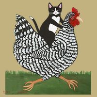 Tuxedo Cat Riding A Chicken Gift Kids T-Shirt thumb 2