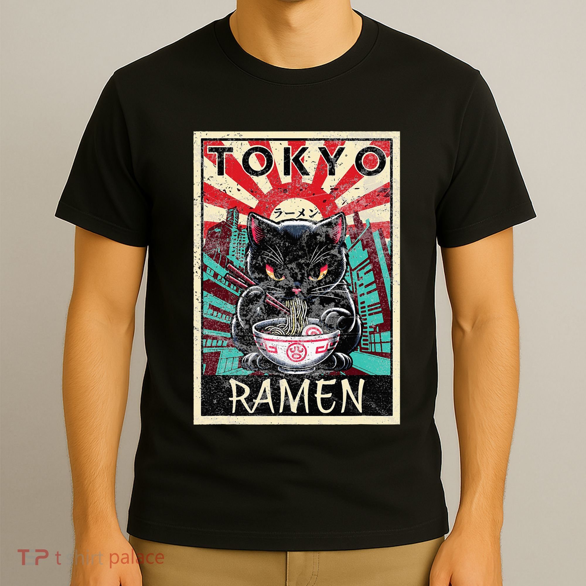 Tokyo Cat Ramen Noodles Kawaii Japanese Asian Food Lover T-Shirt