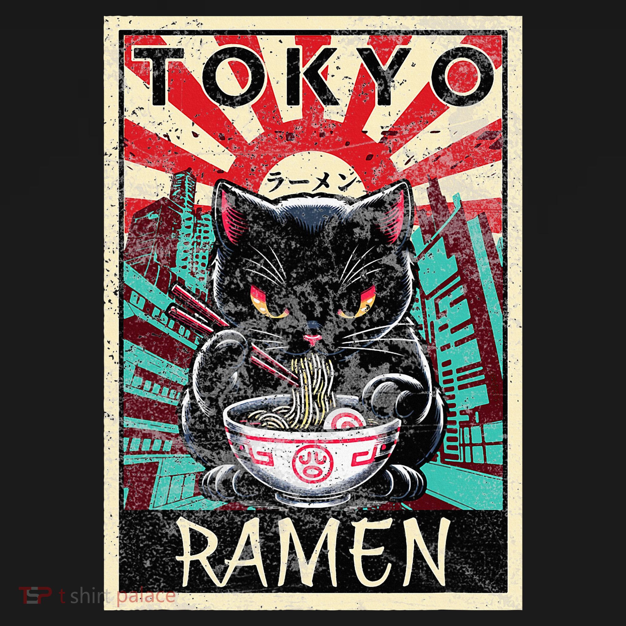 Tokyo Cat Ramen Noodles Kawaii Japanese Asian Food Lover T-Shirt