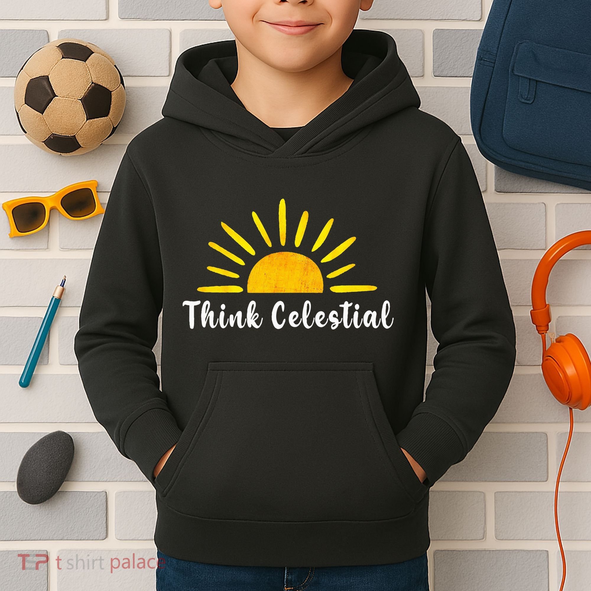 Think Celestial Retro Sunshine Quoes Kids Hoodie