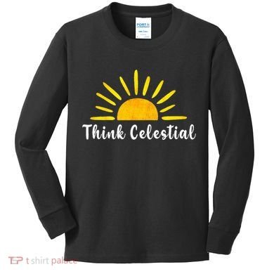 Think Celestial Retro Sunshine Quoes Kids Long Sleeve Shirt