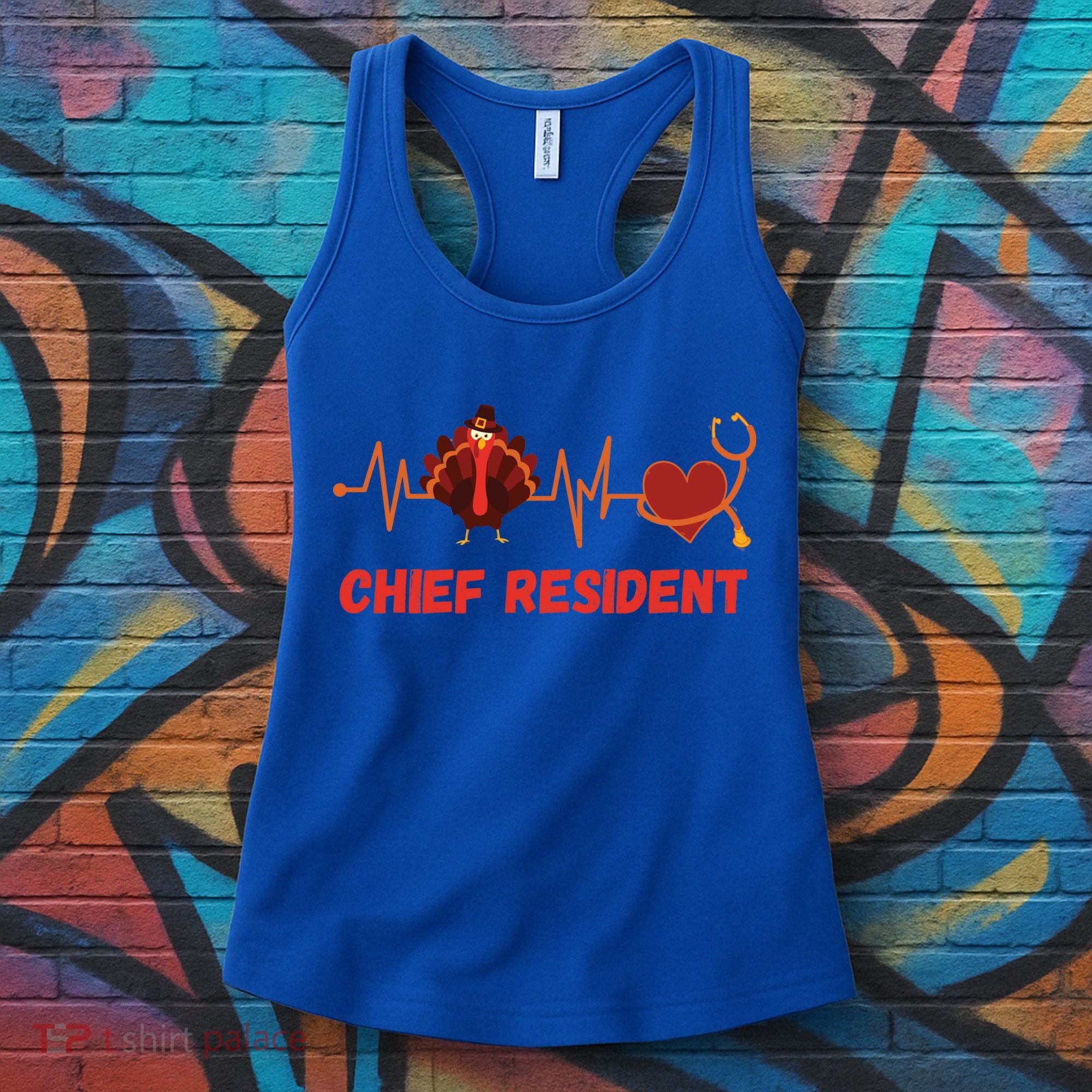 Thanksgiving Chief Resident Heartbeat Stethoscope Doctor Gift Women's Tank Top