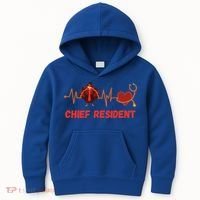 Thanksgiving Chief Resident Heartbeat Stethoscope Doctor Gift Kids Hoodie thumb 0