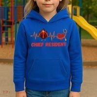 Thanksgiving Chief Resident Heartbeat Stethoscope Doctor Gift Kids Hoodie thumb 3
