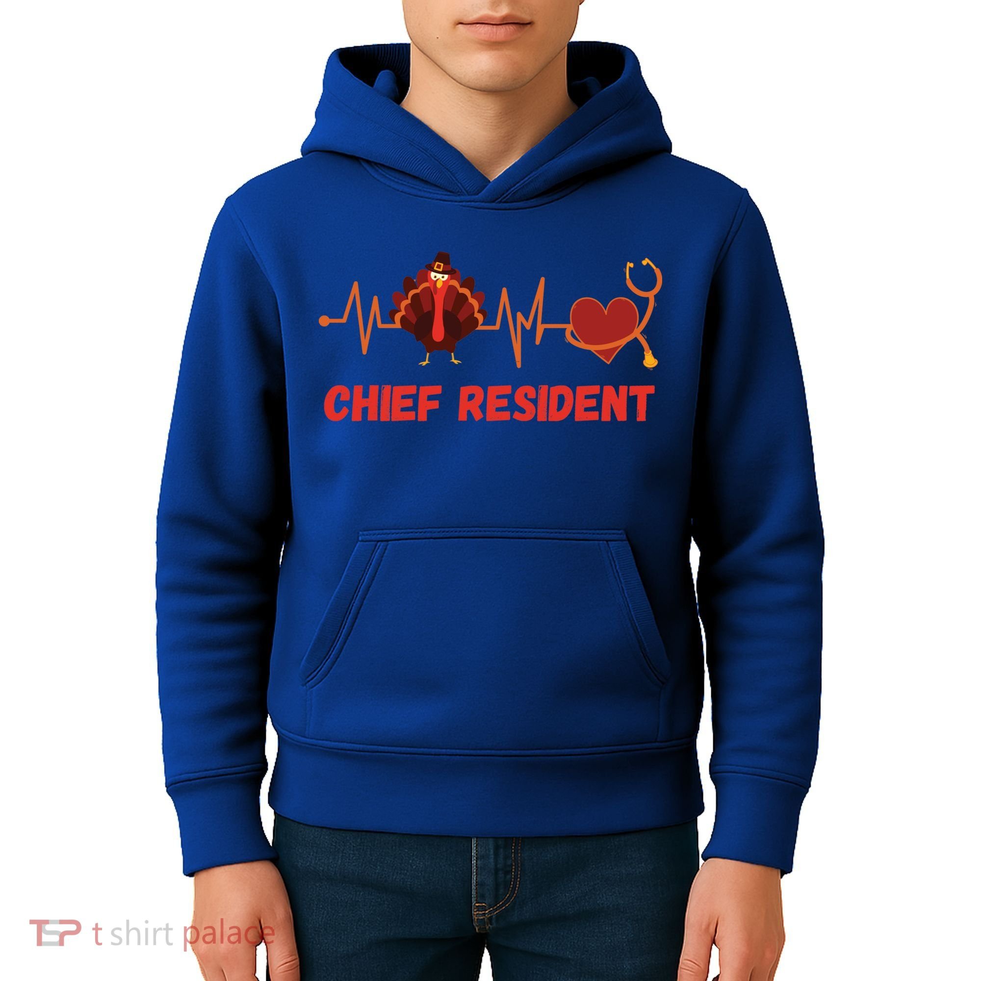Thanksgiving Chief Resident Heartbeat Stethoscope Doctor Gift Kids Hoodie