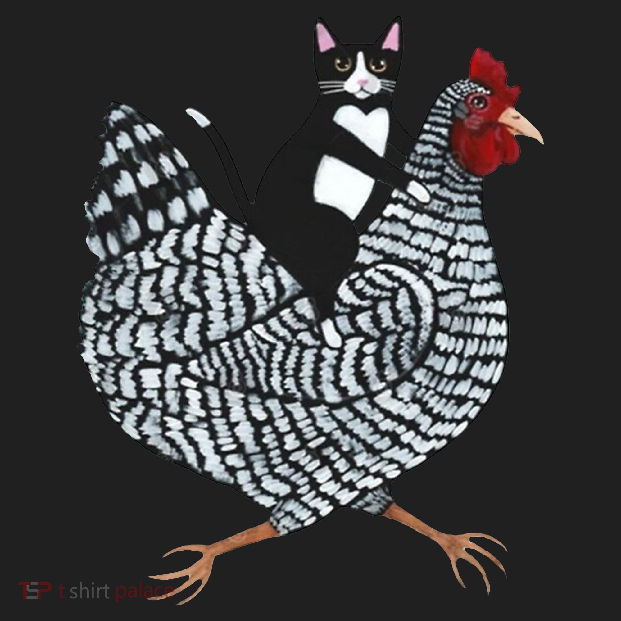Tuxedo Cat Riding Chicken Funny Women's Sweatshirt