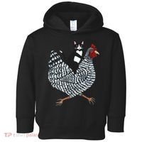 Tuxedo Cat Riding Chicken Funny Toddler Hoodie thumb 0