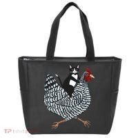 Tuxedo Cat Riding Chicken Funny Tote Bag thumb 0