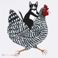 Tuxedo Cat Riding Chicken Funny Sweatshirt thumb 3