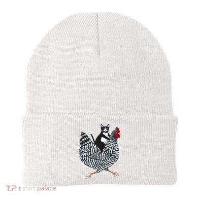 Tuxedo Cat Riding Chicken Funny Beanie