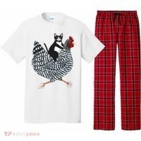 Tuxedo Cat Riding Chicken Funny Pajama Set thumb 0