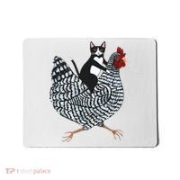 Tuxedo Cat Riding Chicken Funny Mousepad thumb 0