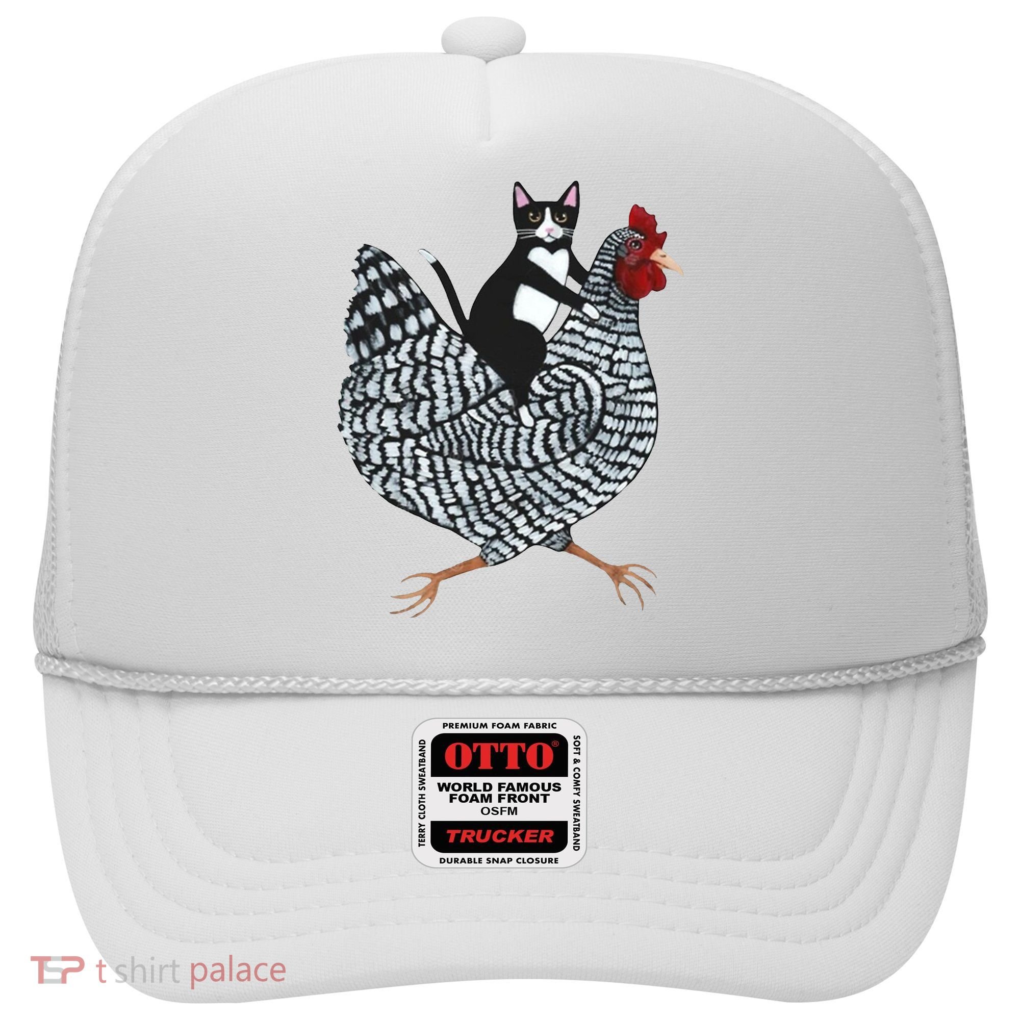 Tuxedo Cat Riding Chicken Funny Hat