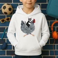 Tuxedo Cat Riding Chicken Funny Kids Hoodie thumb 2