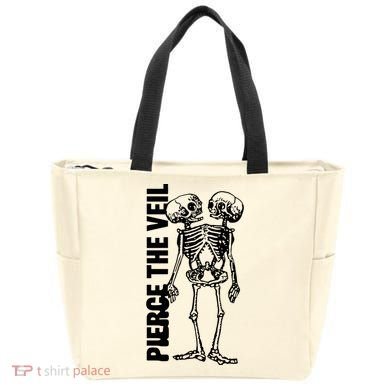 Tan Conjoined Skeleton Tote Bag