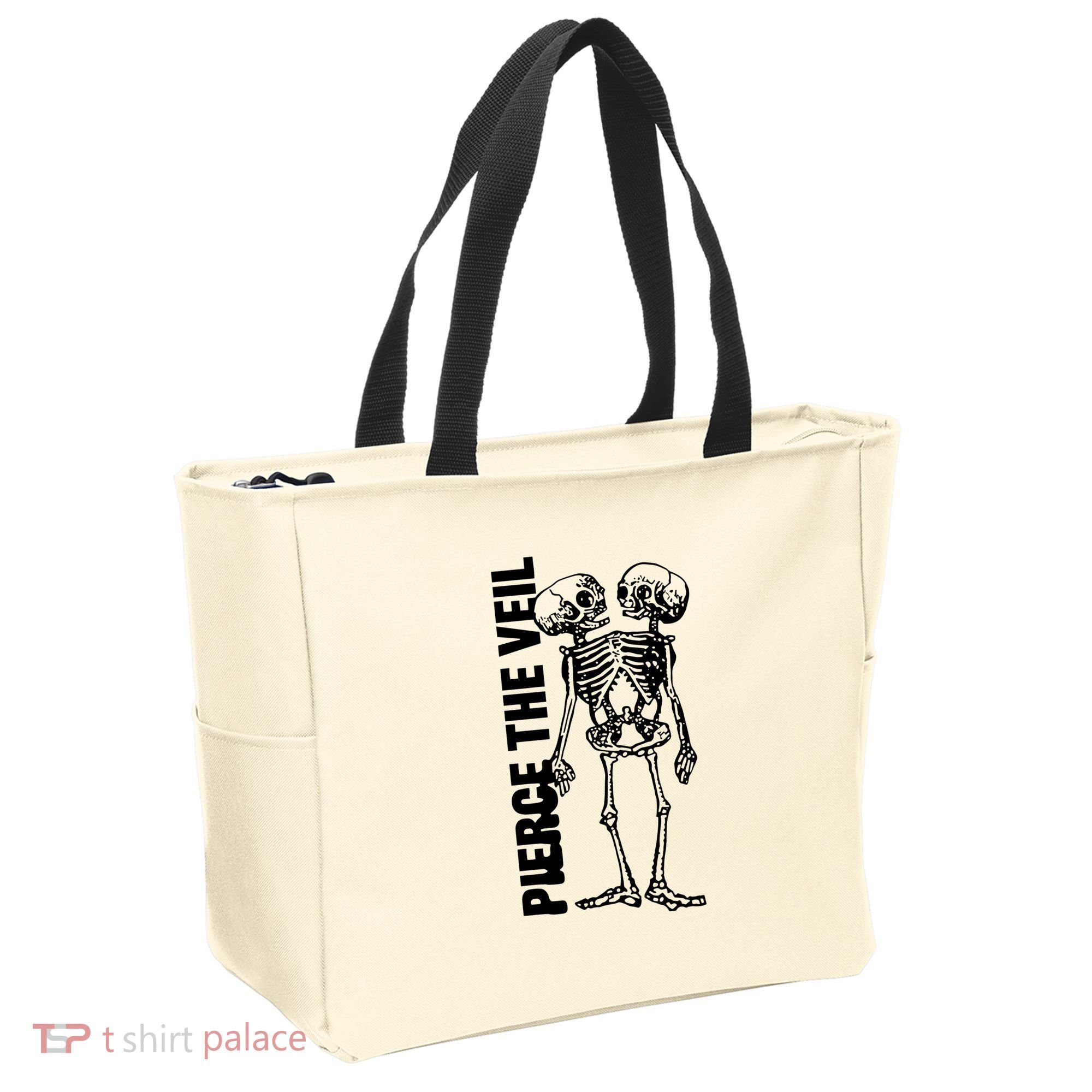 Tan Conjoined Skeleton Tote Bag