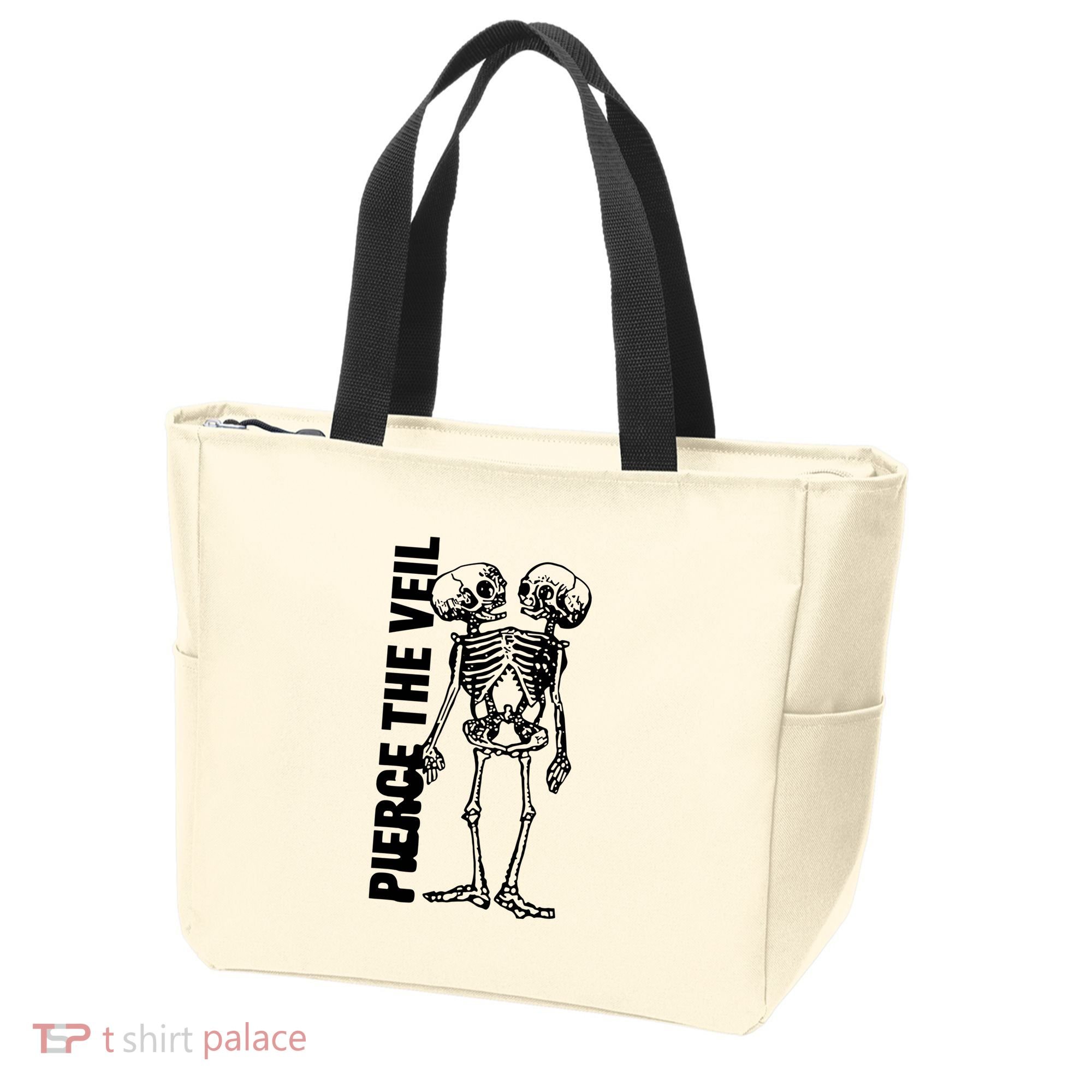 Tan Conjoined Skeleton Tote Bag