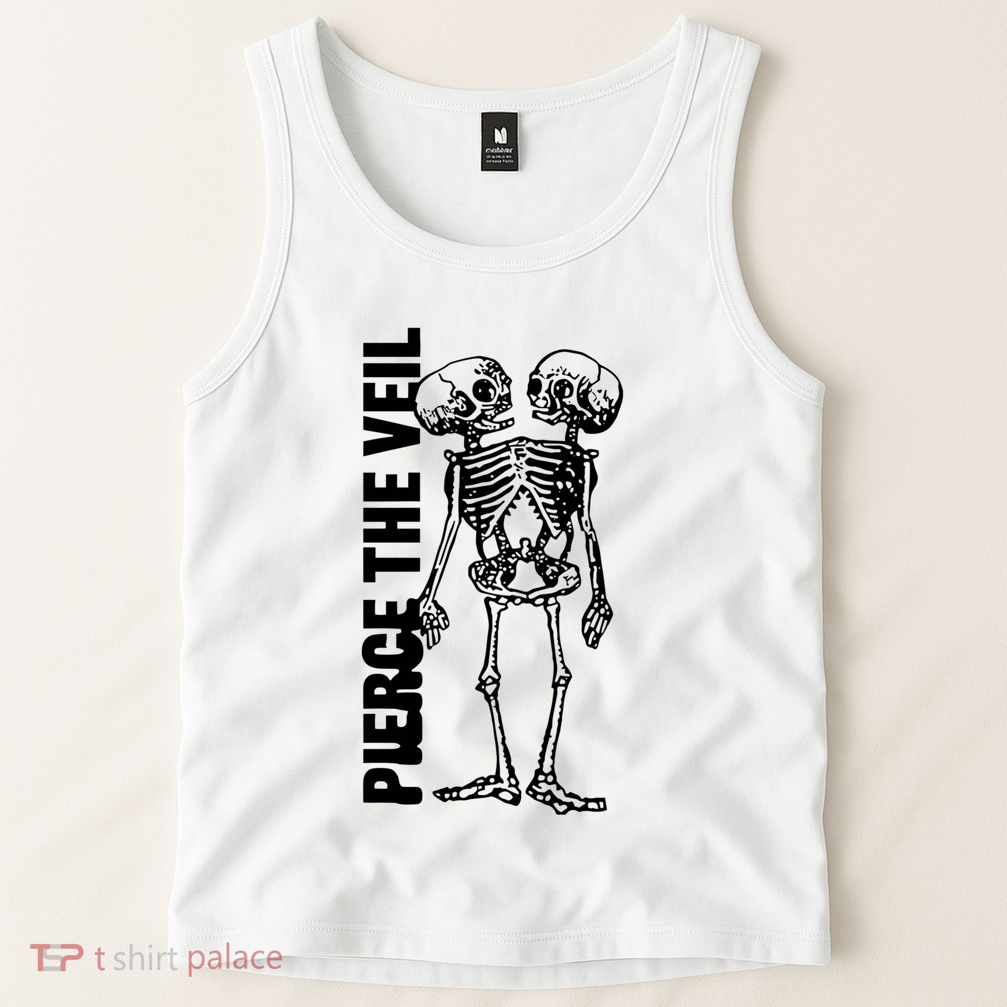 Tan Conjoined Skeleton Tank Top