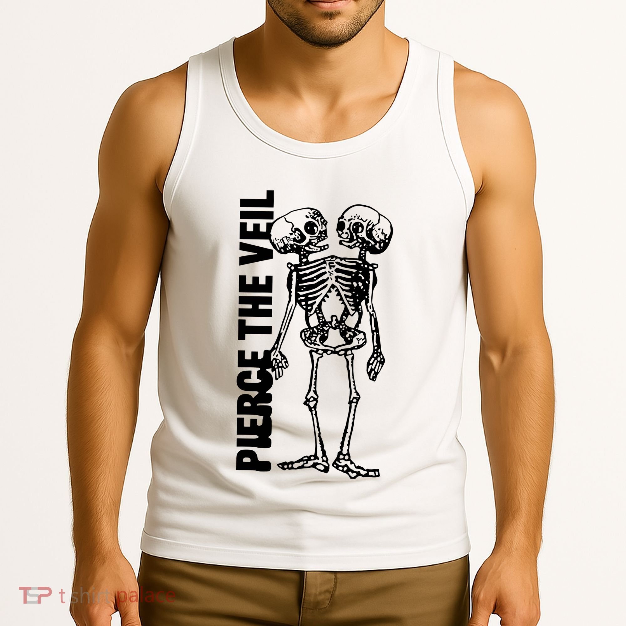 Tan Conjoined Skeleton Tank Top