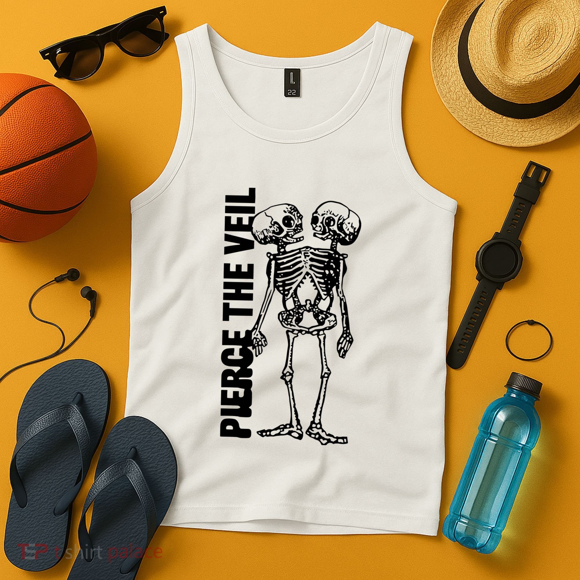 Tan Conjoined Skeleton Tank Top
