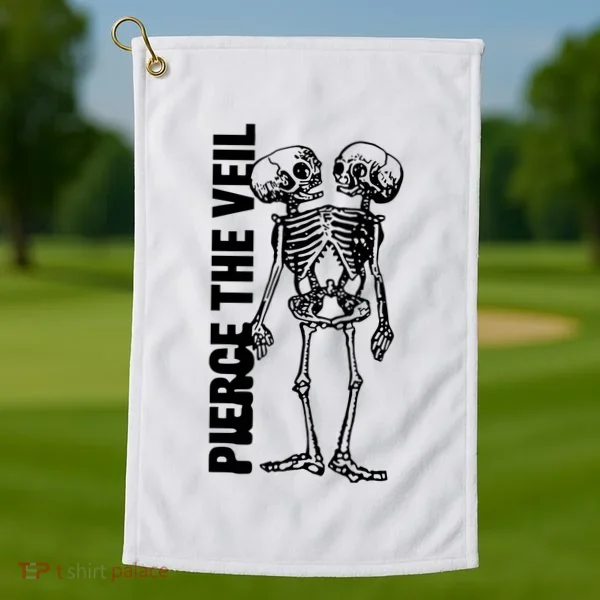 Tan Conjoined Skeleton Golf Towel
