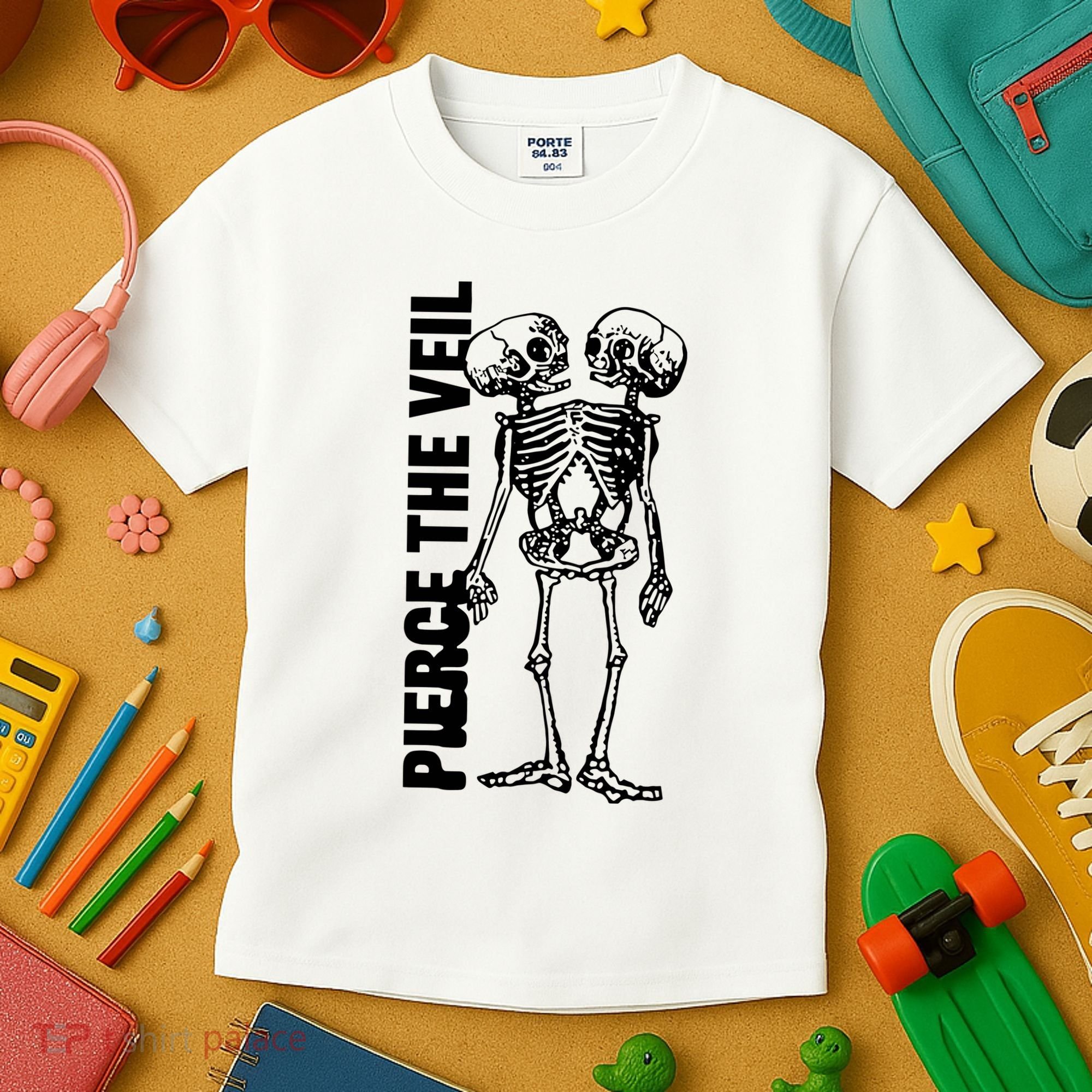 Tan Conjoined Skeleton Kids T-Shirt