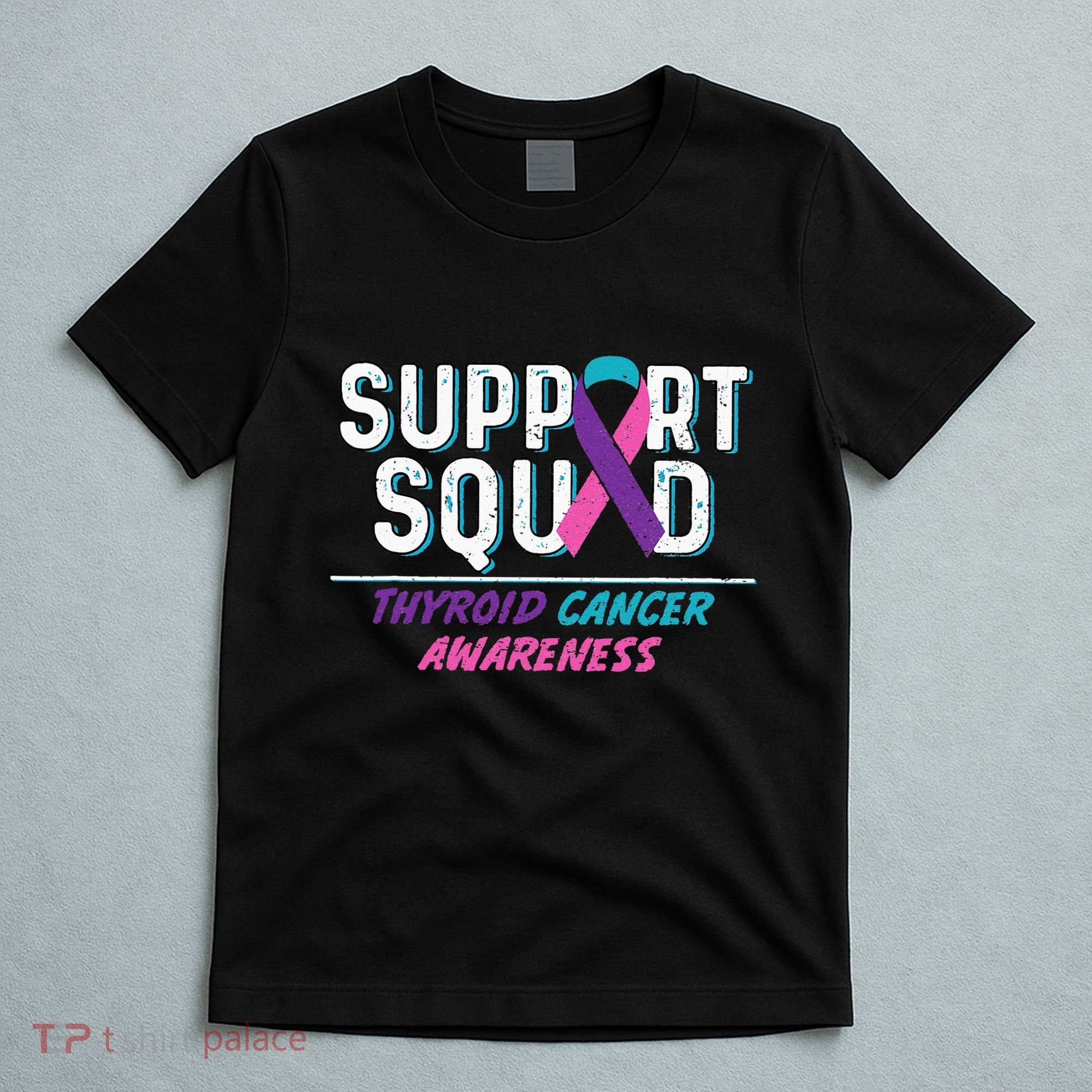 Thyroid Cancer Support Squad Friend Family Awareness Ribbon T-Shirt