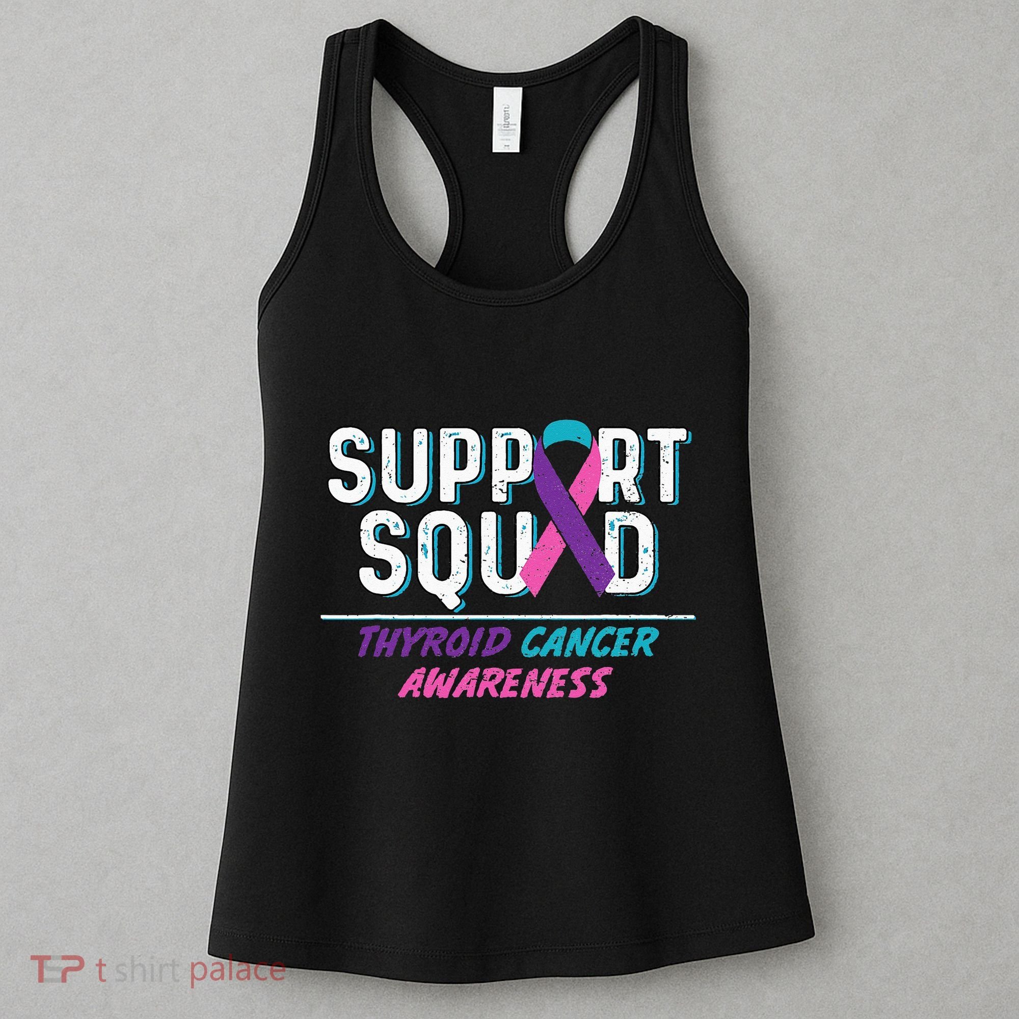 Thyroid Cancer Support Squad Friend Family Awareness Ribbon Women's Tank Top