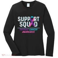 Thyroid Cancer Support Squad Friend Family Awareness Ribbon Women's Long Sleeve Shirt thumb 0