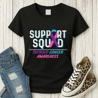 Thyroid Cancer Support Squad Friend Family Awareness Ribbon Women's T-Shirt thumb 3