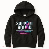 Thyroid Cancer Support Squad Friend Family Awareness Ribbon Kids Hoodie thumb 0