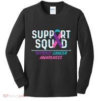 Thyroid Cancer Support Squad Friend Family Awareness Ribbon Kids Long Sleeve Shirt thumb 0