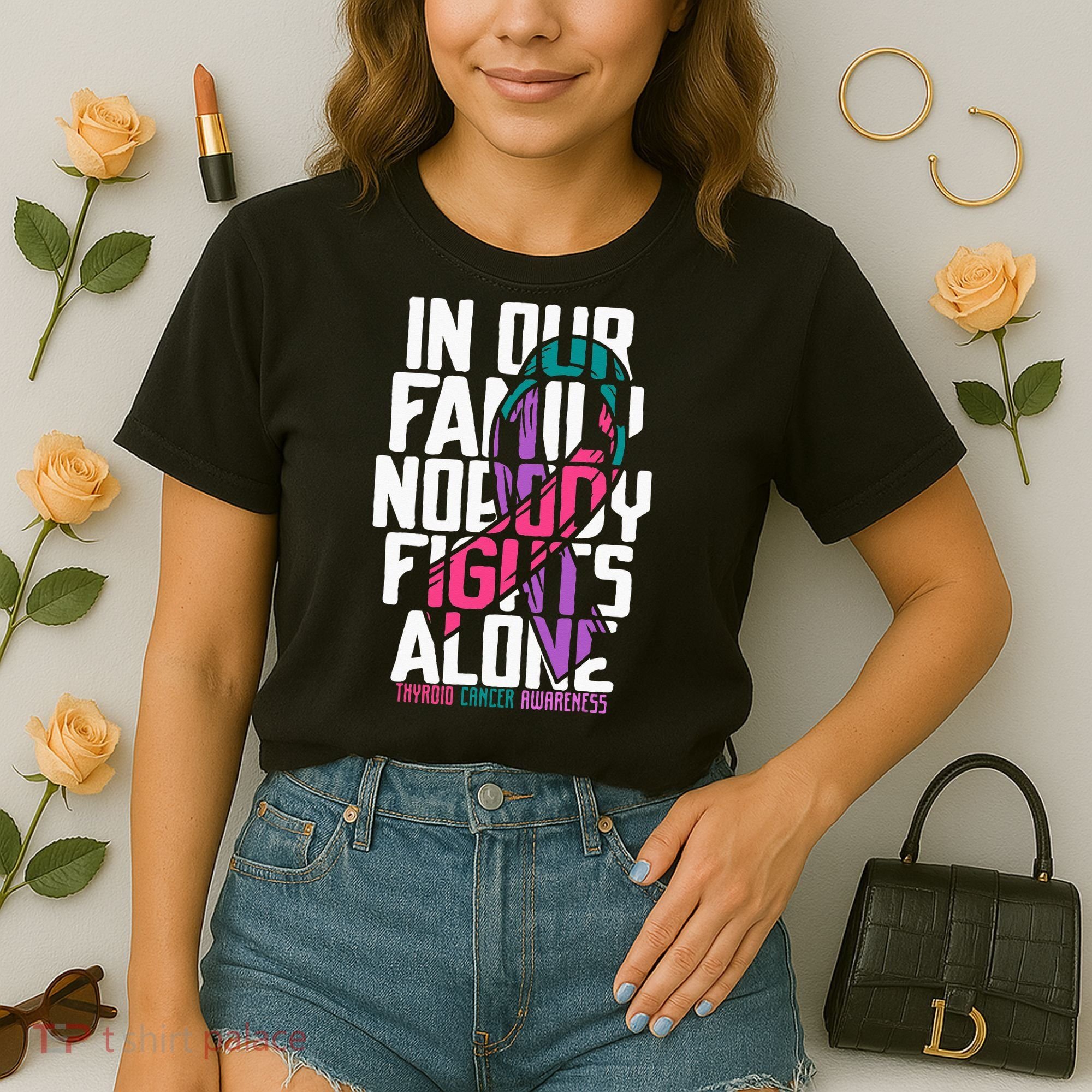 Thyroid Cancer Support Tee Family Thyroid Cancer Awareness Comfort Colors Boxy T-Shirt