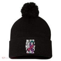 Thyroid Cancer Support Tee Family Thyroid Cancer Awareness Pom Pom 12in Knit Beanie thumb 0