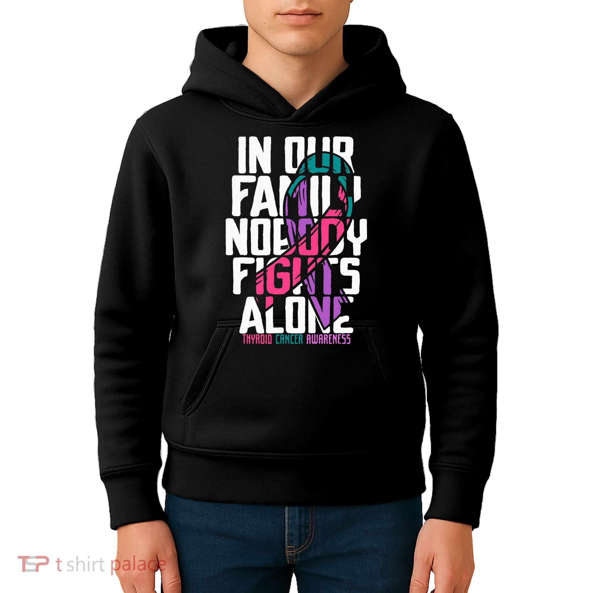 Thyroid Cancer Support Tee Family Thyroid Cancer Awareness Kids Hoodie