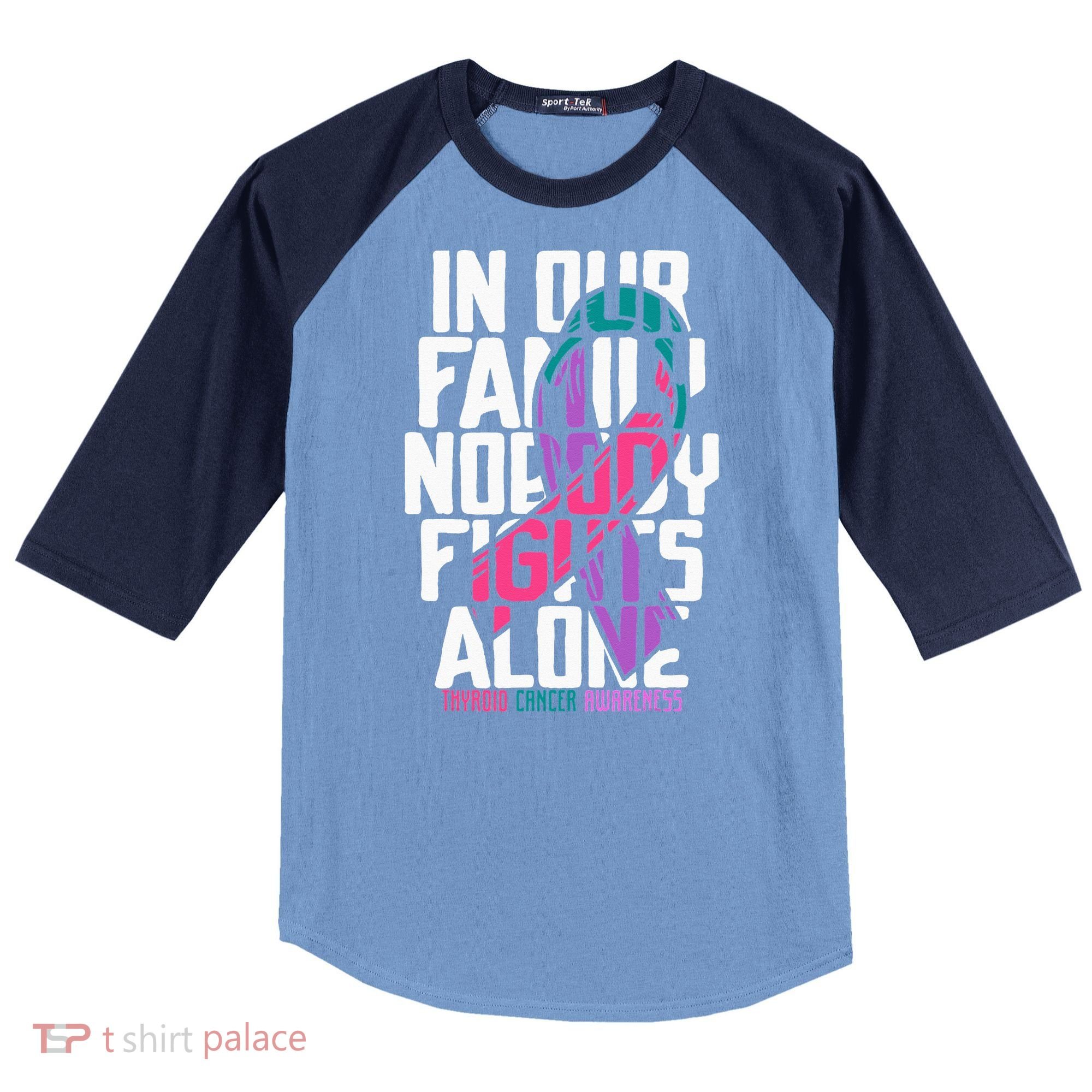 Thyroid Cancer Support Tee Family Thyroid Cancer Awareness Raglan Baseball Sleeve Shirt