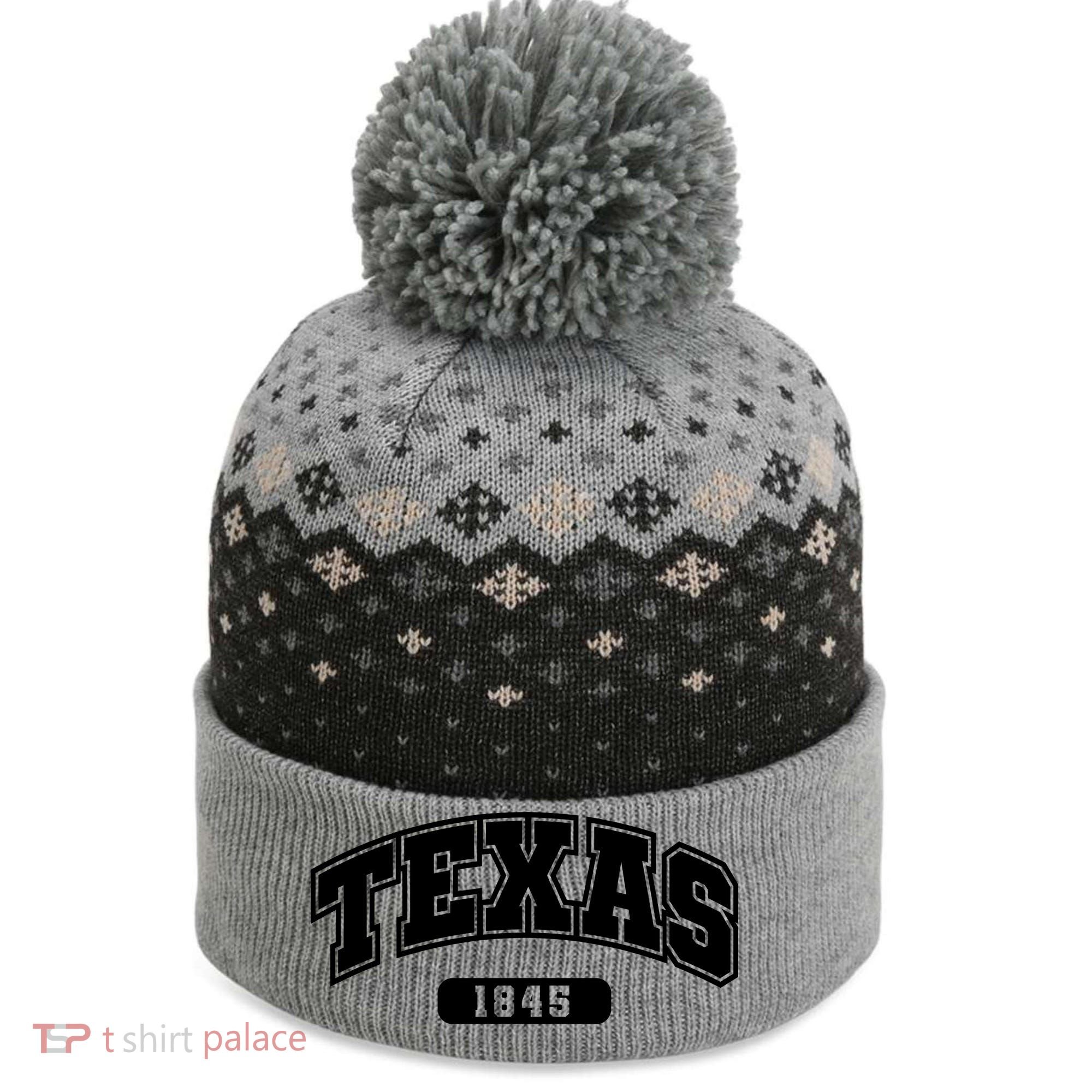 Texas Collegiate Style 1845 The Baniff Cuffed Pom Beanie