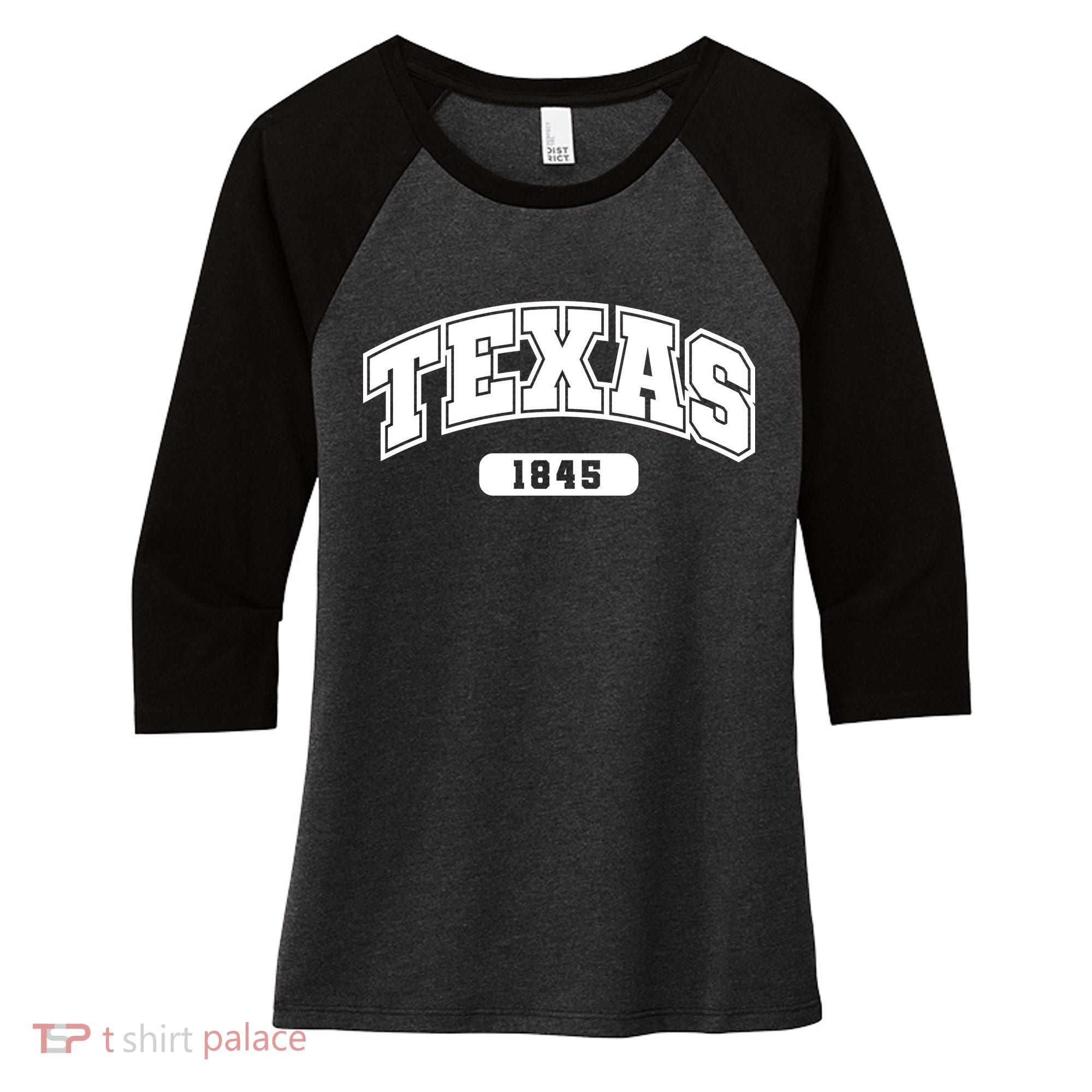 Texas Collegiate Style 1845 Women's Tri-Blend 3/4-Sleeve Raglan Shirt