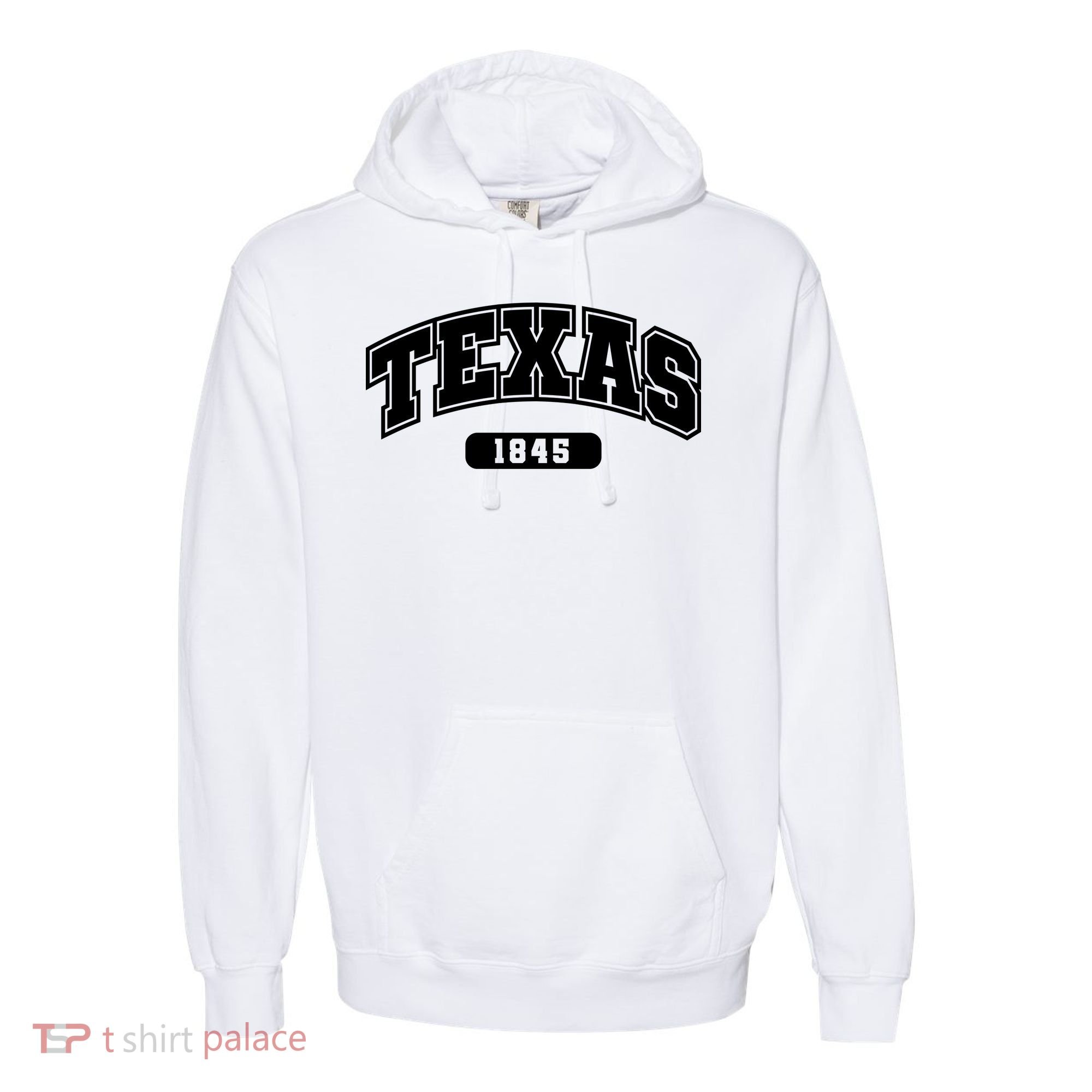 Texas Collegiate Style 1845 Comfort Colors Garment-Dyed Hooded Sweatshirt
