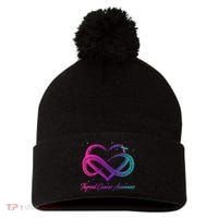Thyroid Cancer Survivor Support Thyroid Cancer Warrior Pom Pom 12in Knit Beanie thumb 0