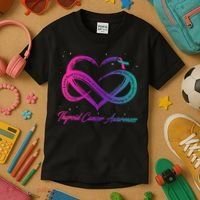 Thyroid Cancer Survivor Support Thyroid Cancer Warrior Kids T-Shirt thumb 3