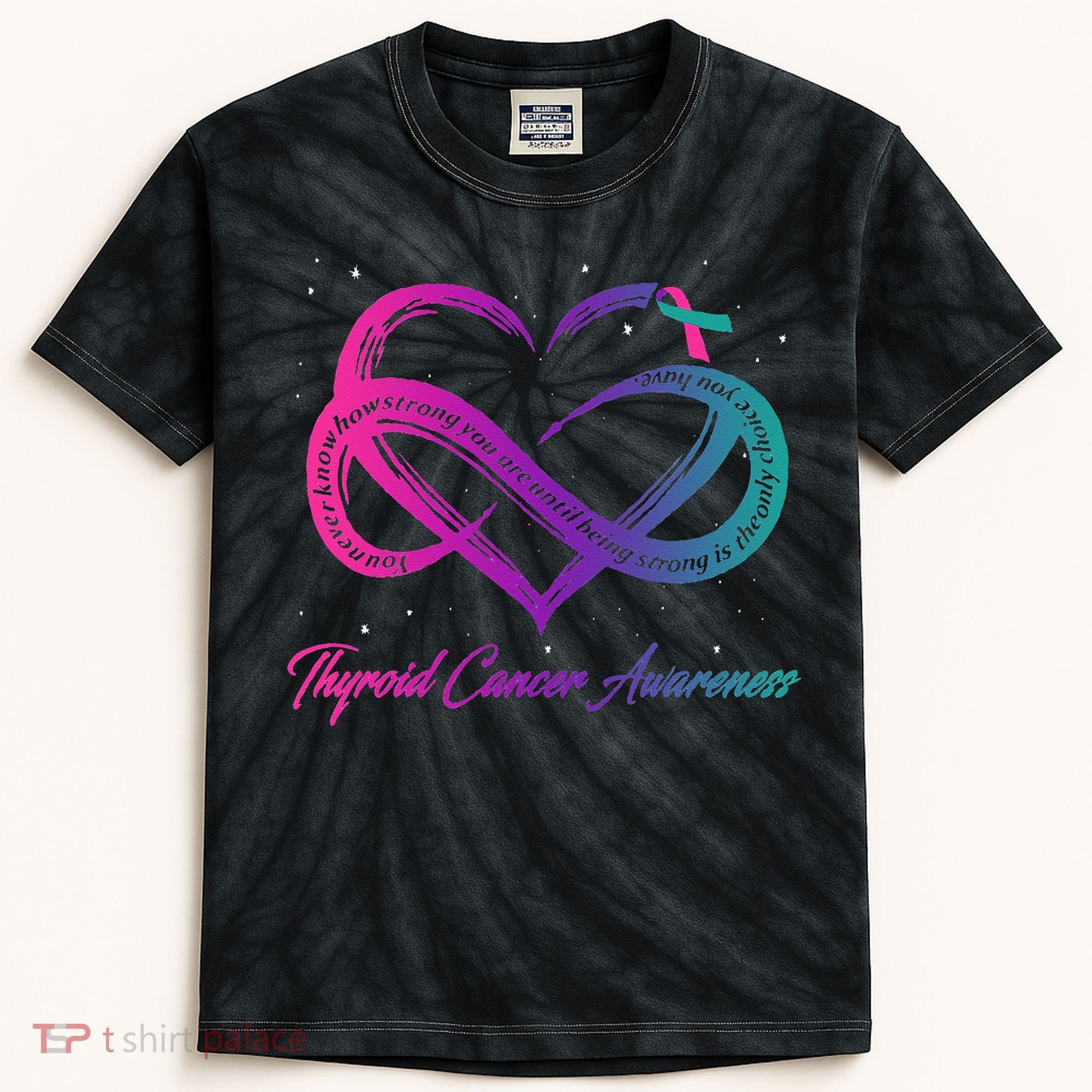 Thyroid Cancer Survivor Support Thyroid Cancer Warrior Kids Tie-Dye T-Shirt