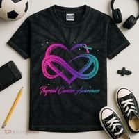 Thyroid Cancer Survivor Support Thyroid Cancer Warrior Kids Tie-Dye T-Shirt thumb 2