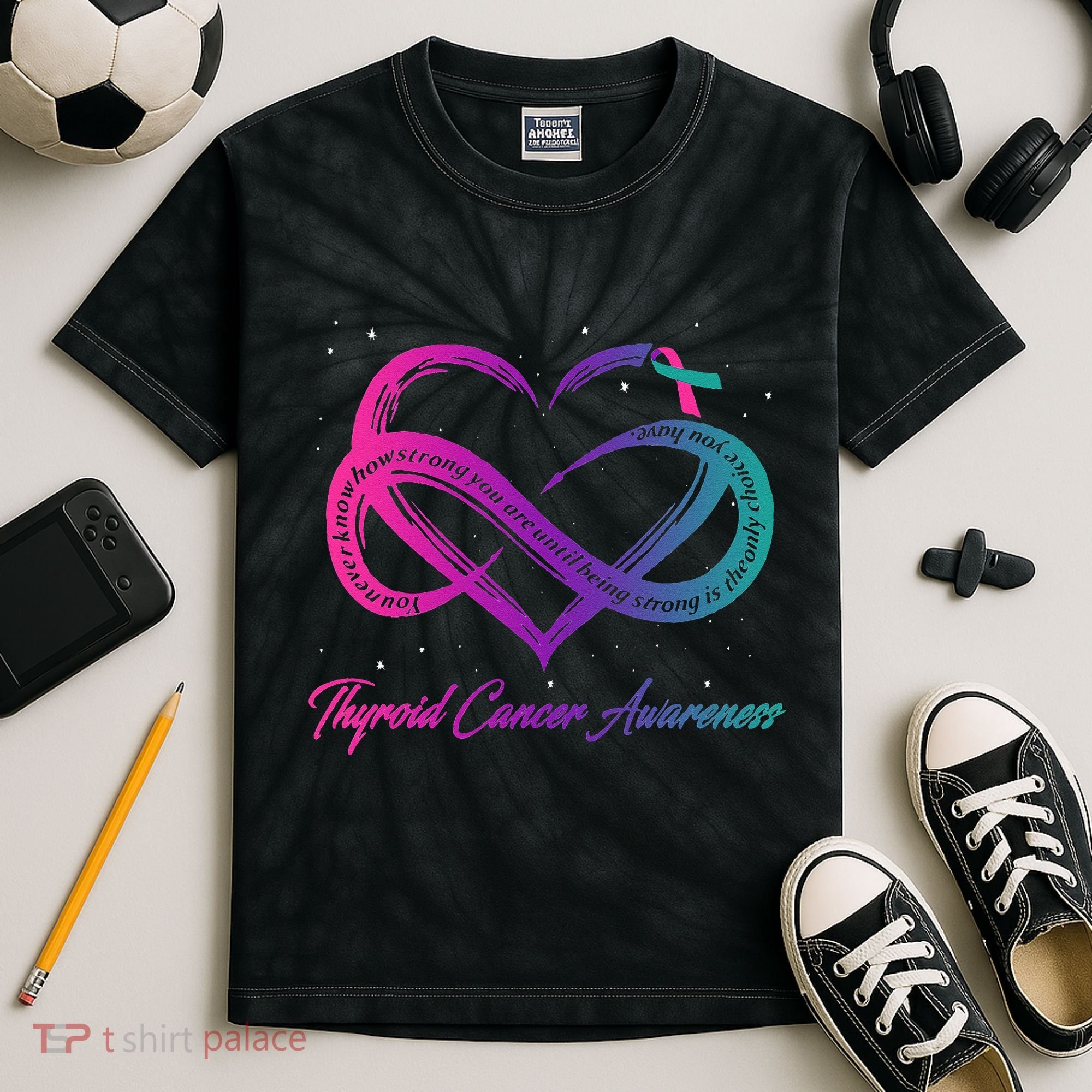 Thyroid Cancer Survivor Support Thyroid Cancer Warrior Kids Tie-Dye T-Shirt