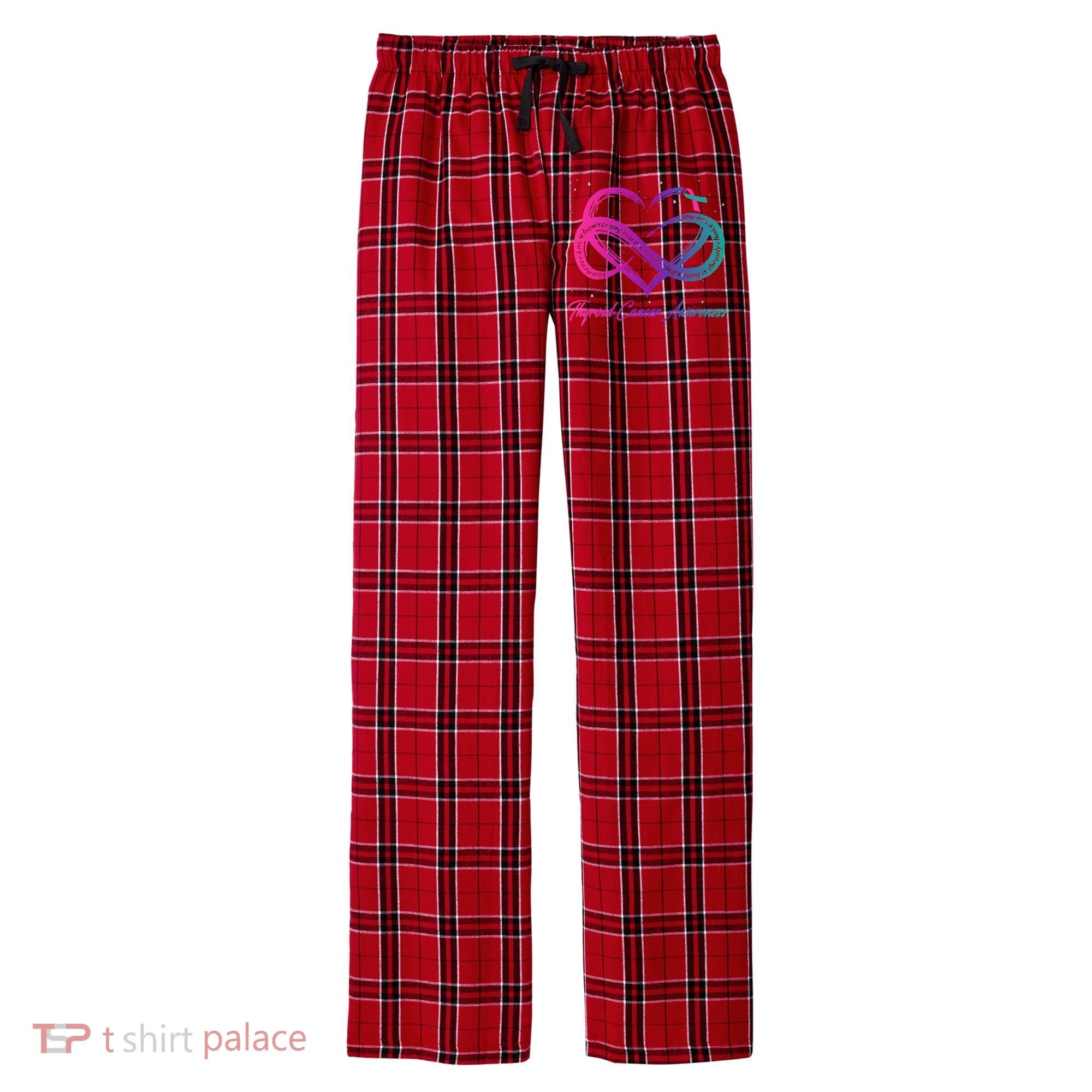 Thyroid Cancer Survivor Support Thyroid Cancer Warrior Men's Flannel Plaid Pajama Pants