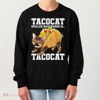 Taco Cat Spelled Backwards Is Tacocat Meme Silly Cat Lover Women's Sweatshirt thumb 0